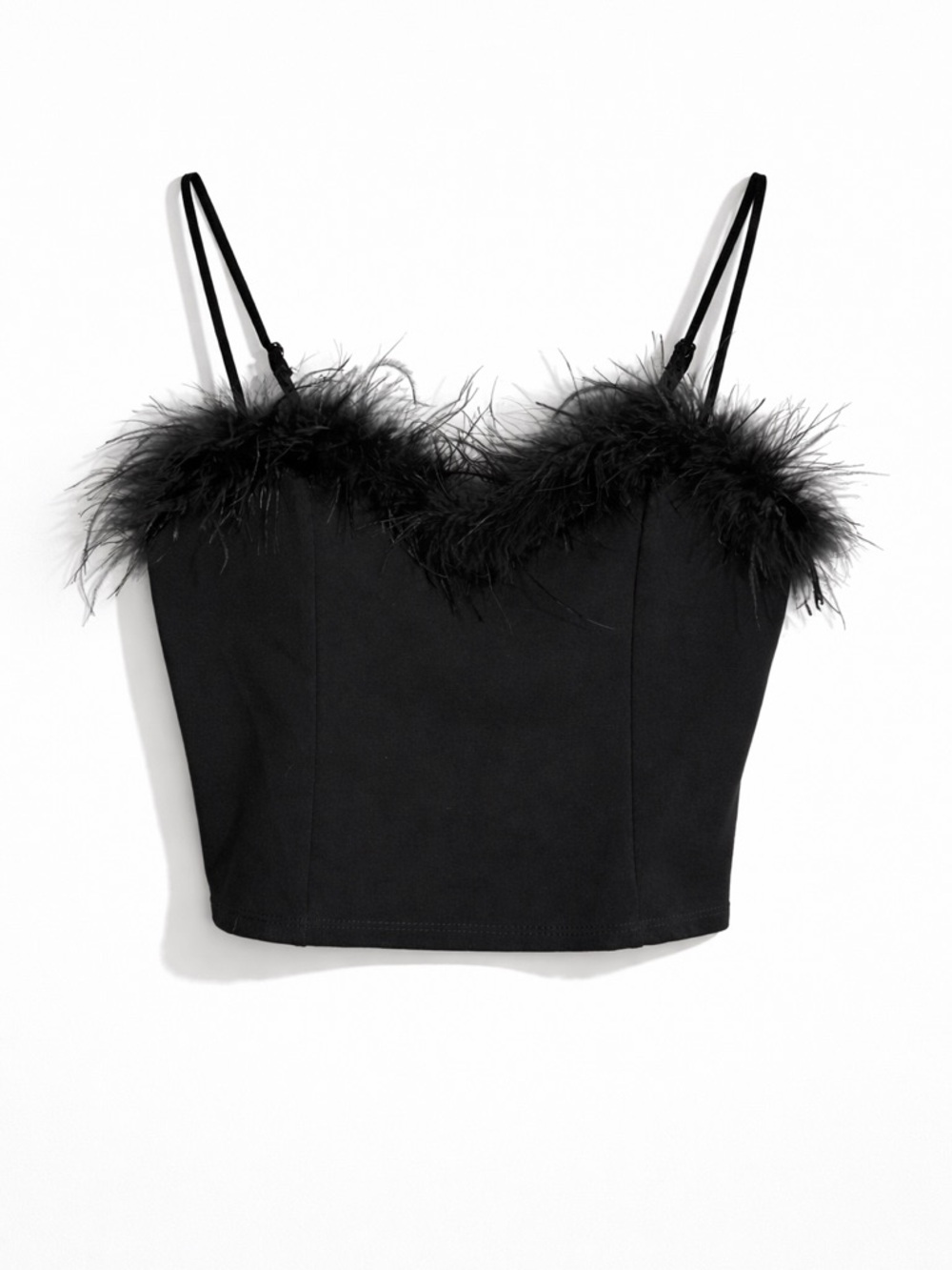 Allison & Kelly | Black Feather-Trim Camisole Y2K Revival Glam Size Medium